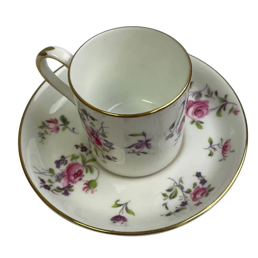 Vintage Crown Staffordshire England Cup & Saucer Rose Fine Bone China Teacup Set